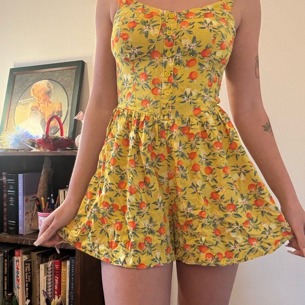 Wild Fable Yellow Orange Blossom Sundress Romper Sz S